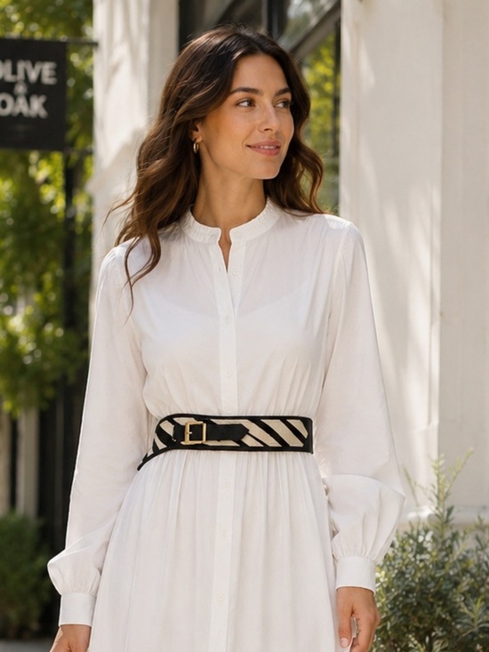 Accessories - Pony hair brown and white vintage real leather belt
